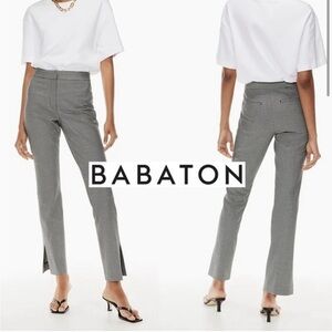 Aritzia Babaton Atelier Numero Pants Herringbone Size 6 Slim Fit Ankle Slit Gray
